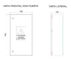 Tablero metálico 700x400x150mm para adosar IP65 - Imagen 2
