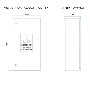 Tablero metálico 700x400x150mm para adosar IP65 - Imagen 2