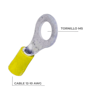 Terminal tipo ojal con agujero de 3/8"", color amarillo, 100 unid. - Imagen 2