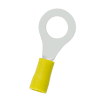 Terminal tipo ojal con agujero de 3/8"", color amarillo, 100 unid.